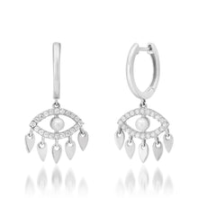 Fringe Evil Eye Dangle Huggie Hoop Earrings