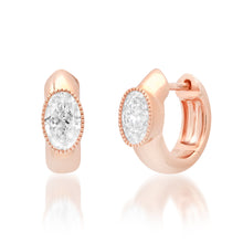 Jumbo Milgrain Diamond Oval Huggie Hoop Earrings