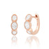 Milgrain Triple Diamond Oval Huggie Hoop Earrings