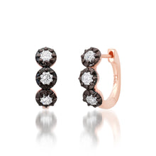 Trio Round Diamond Huggie Hoop Earrings with Black Rhodium
