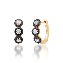 Trio Round Diamond Huggie Hoop Earrings with Black Rhodium