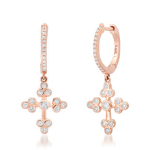 Gothic Diamond Cross Dangle Huggie Hoop Earrings