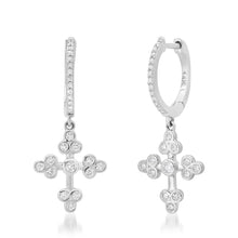 Gothic Diamond Cross Dangle Huggie Hoop Earrings