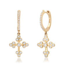 Gothic Diamond Cross Dangle Huggie Hoop Earrings