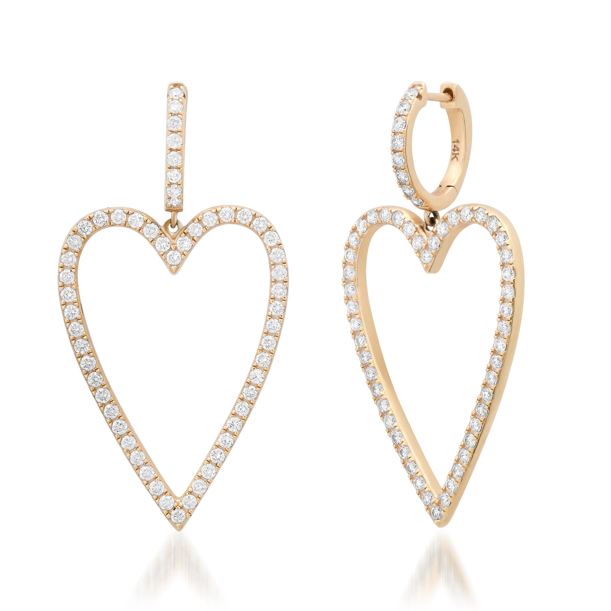 Glimmer in My Heart Diamond Drop Heart Earrings