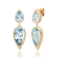 Bezel Set Pear Shaped Topaz Drop Earrings