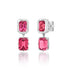 Emerald Cut Pink Tourmaline Double Drop Earrings