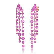Graduated Bezel Set Pink Sapphire Cascade Earrings