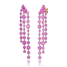 Graduated Bezel Set Pink Sapphire Cascade Earrings
