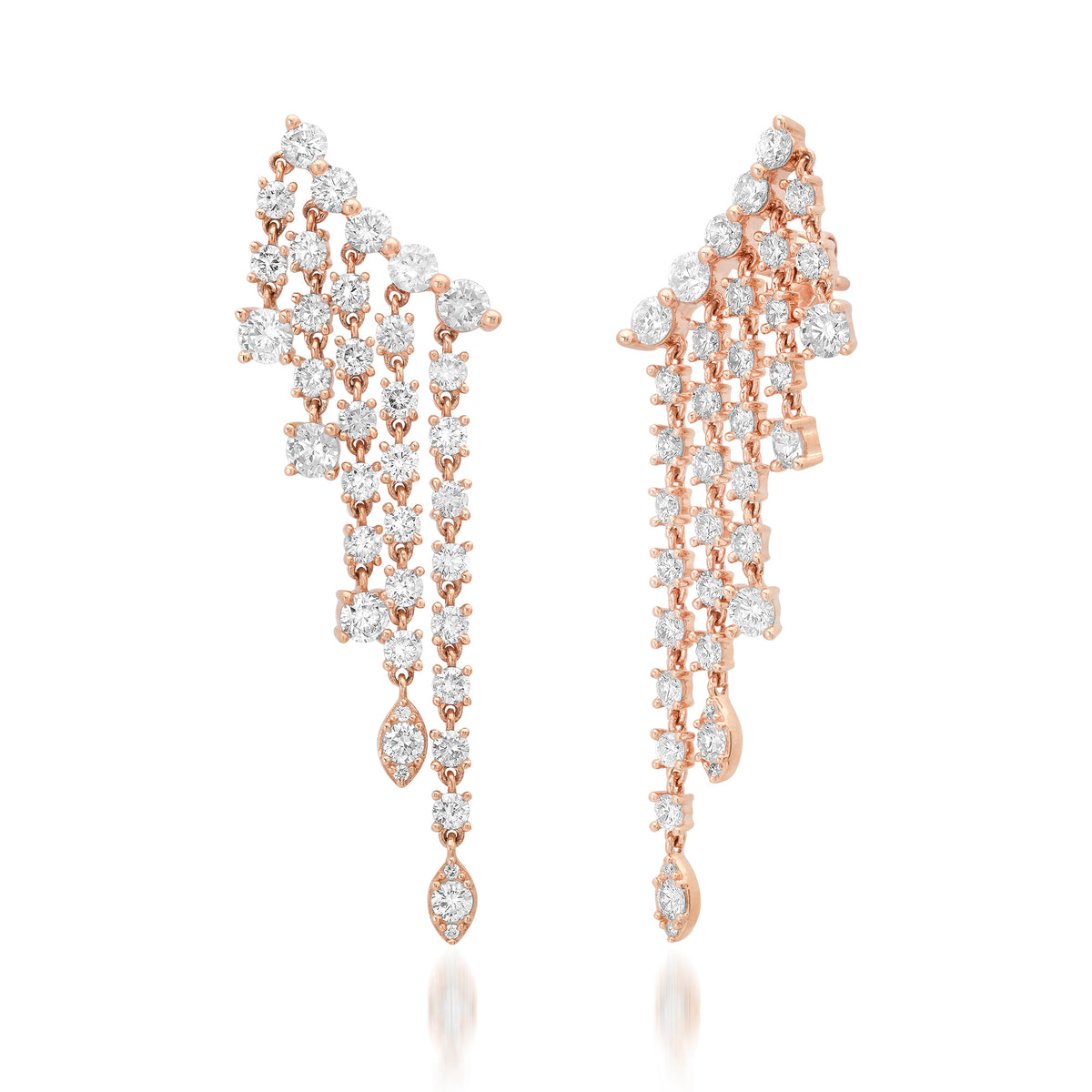 Graduated Cascading Diamond Drop Earrings