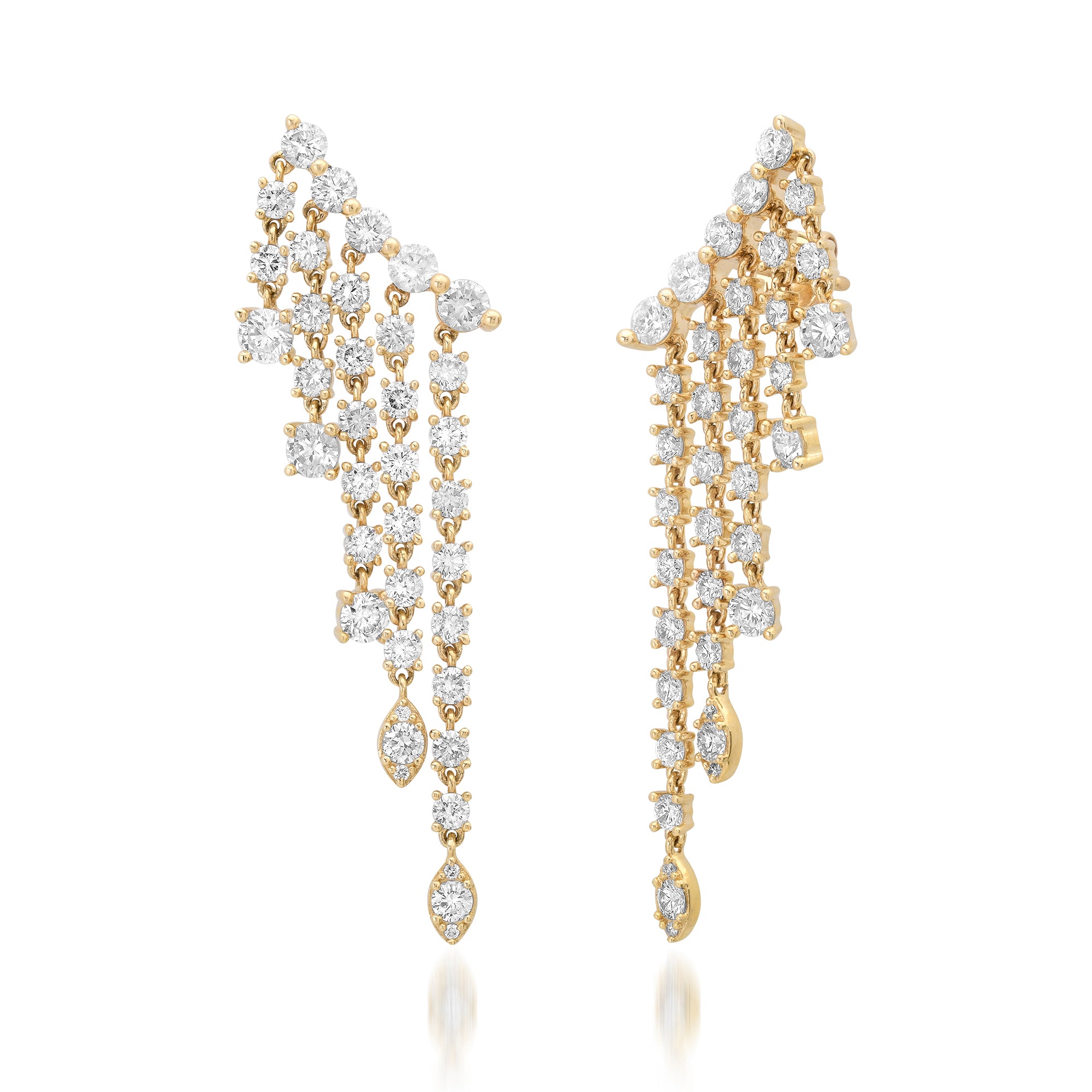 Graduated Cascading Diamond Drop Earrings
