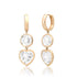 Bezel Set Heart & Round White Topaz Drop Huggie Hoop Earrings