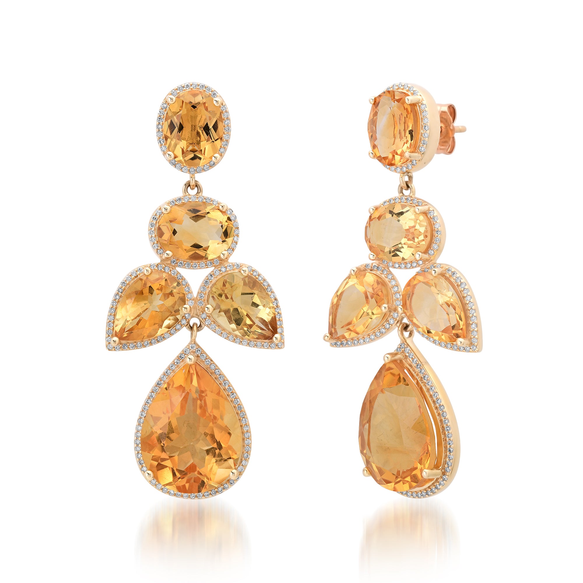 Bezel Set Multi Shape Citrine Drop Earrings