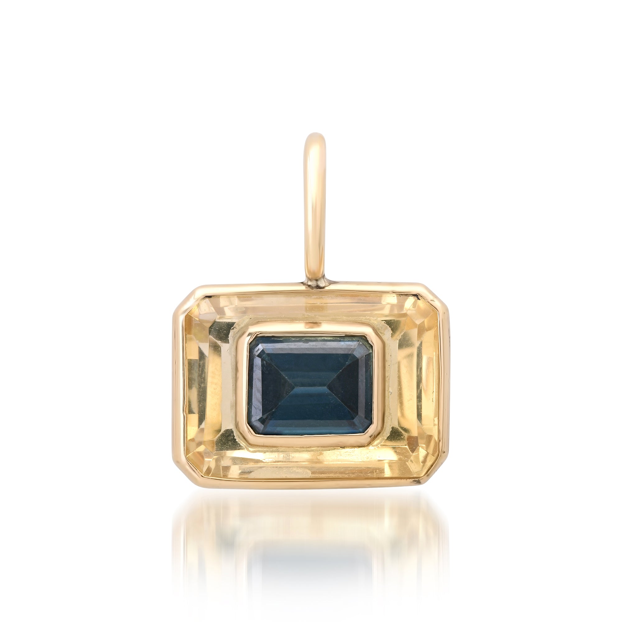 Disco Citrine Charm with Blue Topaz