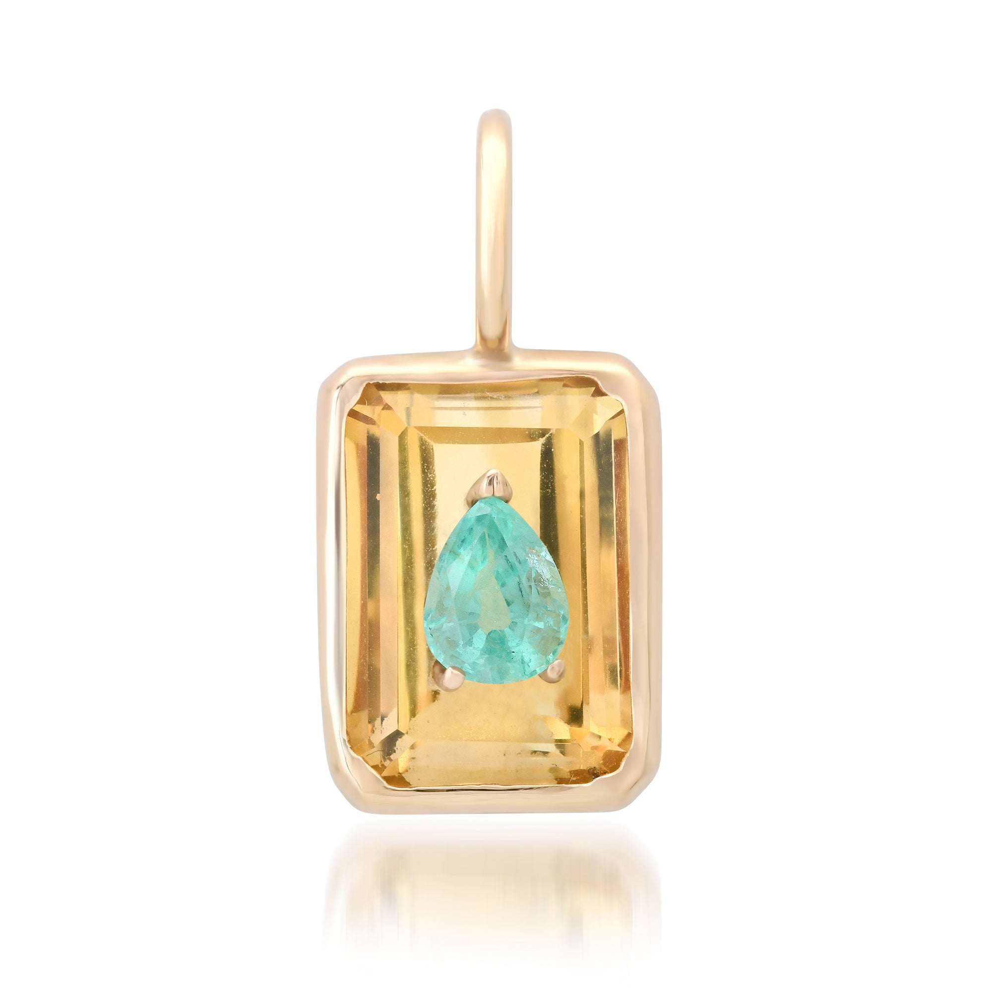 Disco Citrine Charm with Emerald Pear