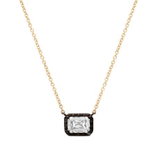 Emerald Cut Diamond Solitaire Necklace with Black Rhodium