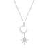 Diamond Crescent Moon & Star Dangle Necklace
