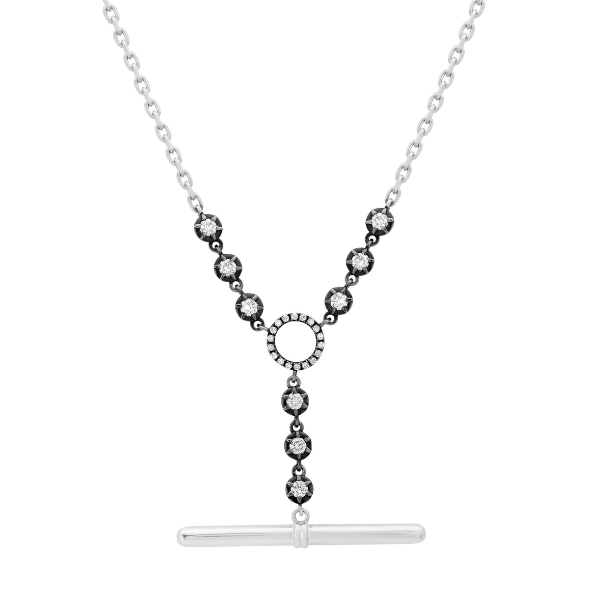 Diamond Toggle Chain Necklace with Black Rhodium