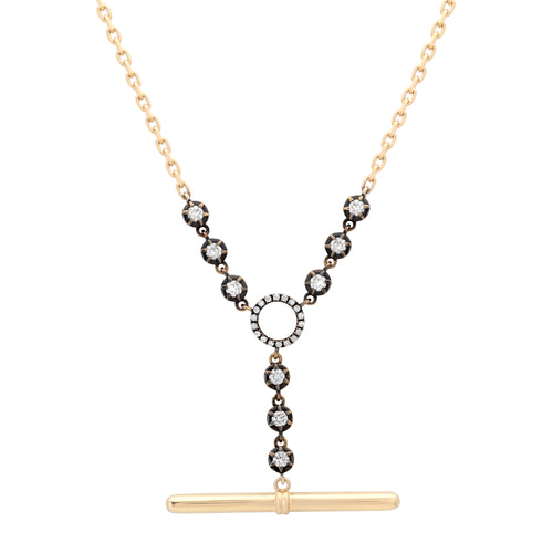 Toggle Chain Necklace with Bezel Set Diamonds & Black Rhodium