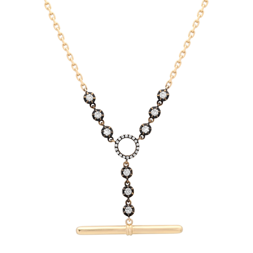 Toggle Chain Necklace with Bezel Set Diamonds & Black Rhodium
