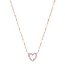 Mini Diamond Pave Open Heart Outline Necklace