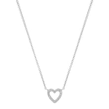 Mini Diamond Pave Open Heart Outline Necklace