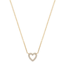 Mini Diamond Pave Open Heart Outline Necklace