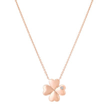 Gold Mini Clover Necklace with Diamond Accent