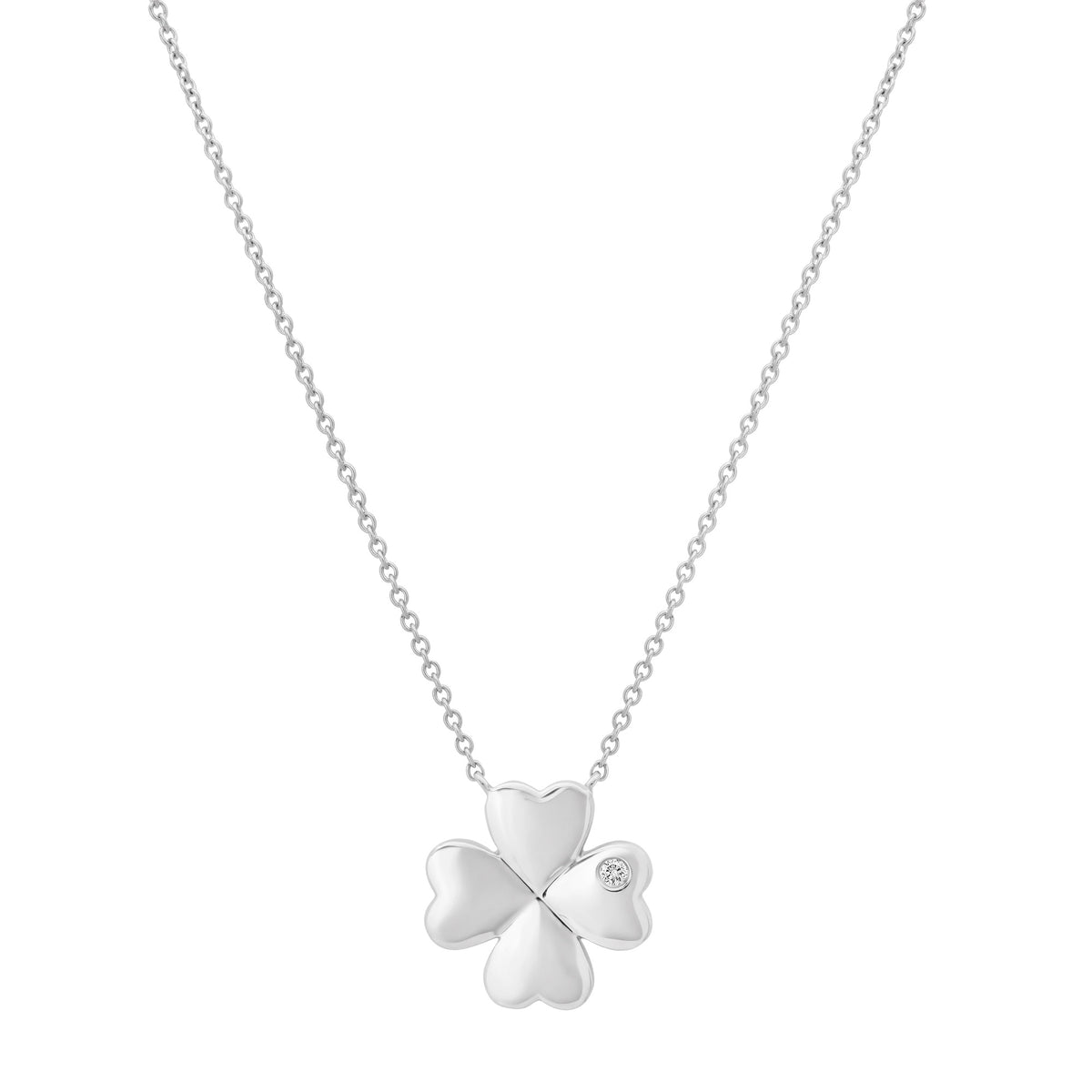 Gold Mini Clover Necklace with Diamond Accent