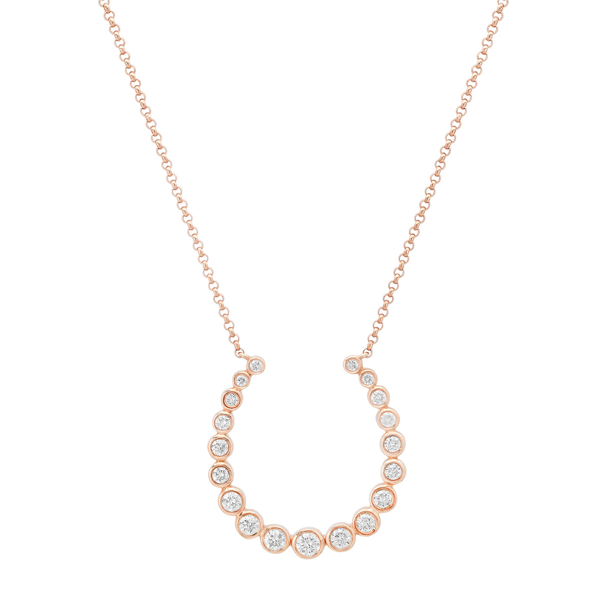 Graduated Bezel Set Diamond Horseshoe Necklace