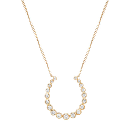 Graduated Bezel Set Diamond Horseshoe Necklace
