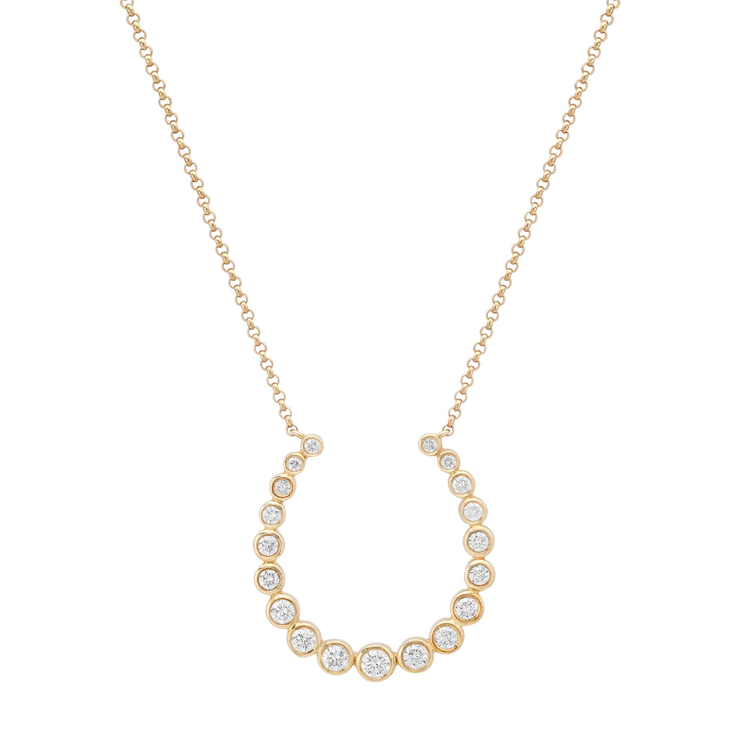 Graduated Bezel Set Diamond Horseshoe Necklace