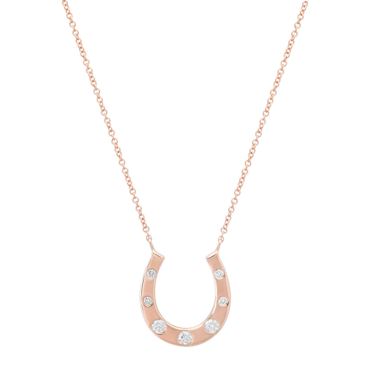 Gold Horseshoe Necklace with Graduated Diamond Details