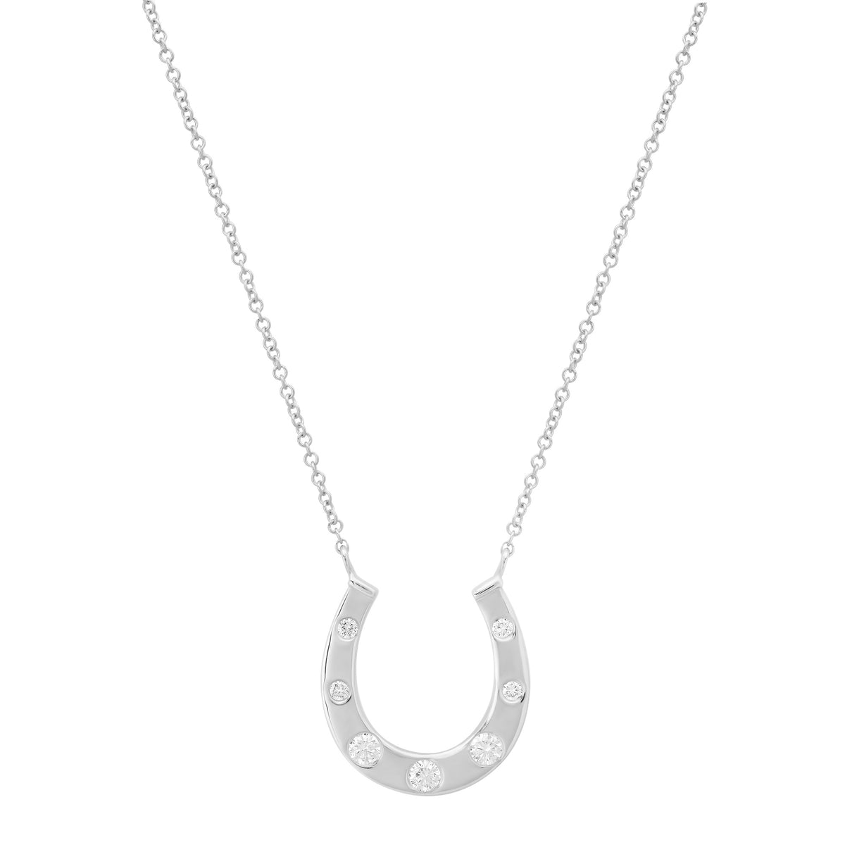 Gold Horseshoe Necklace with Graduated Diamond Details