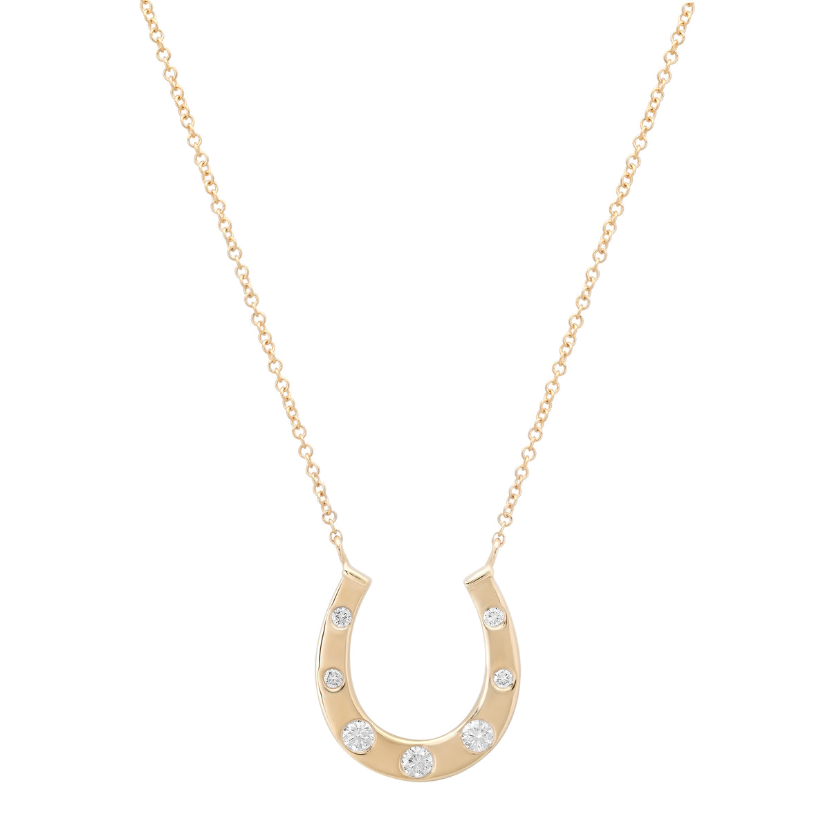 Gold Horseshoe Necklace with Graduated Diamond Details