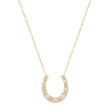 Gold Horseshoe Necklace with Graduated Diamond Details