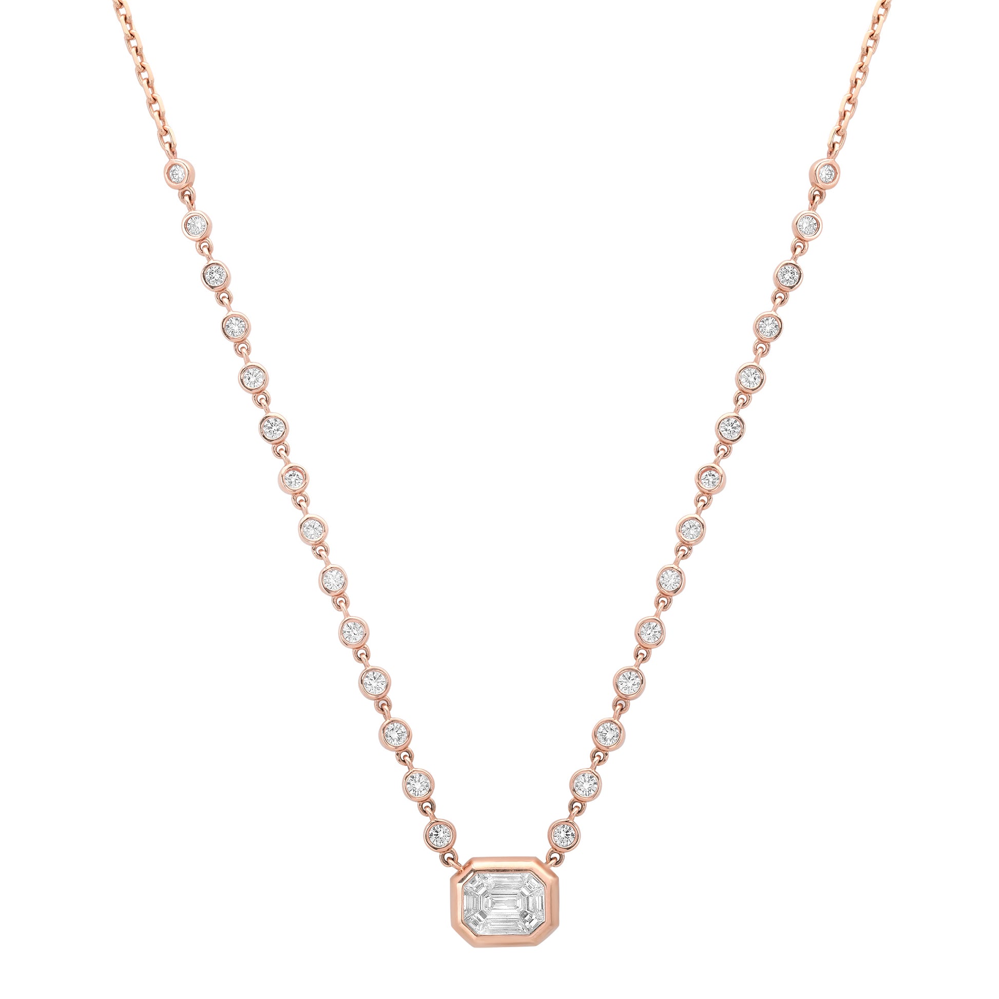 Bezel Set Rounds & Diamond Illusion Necklace