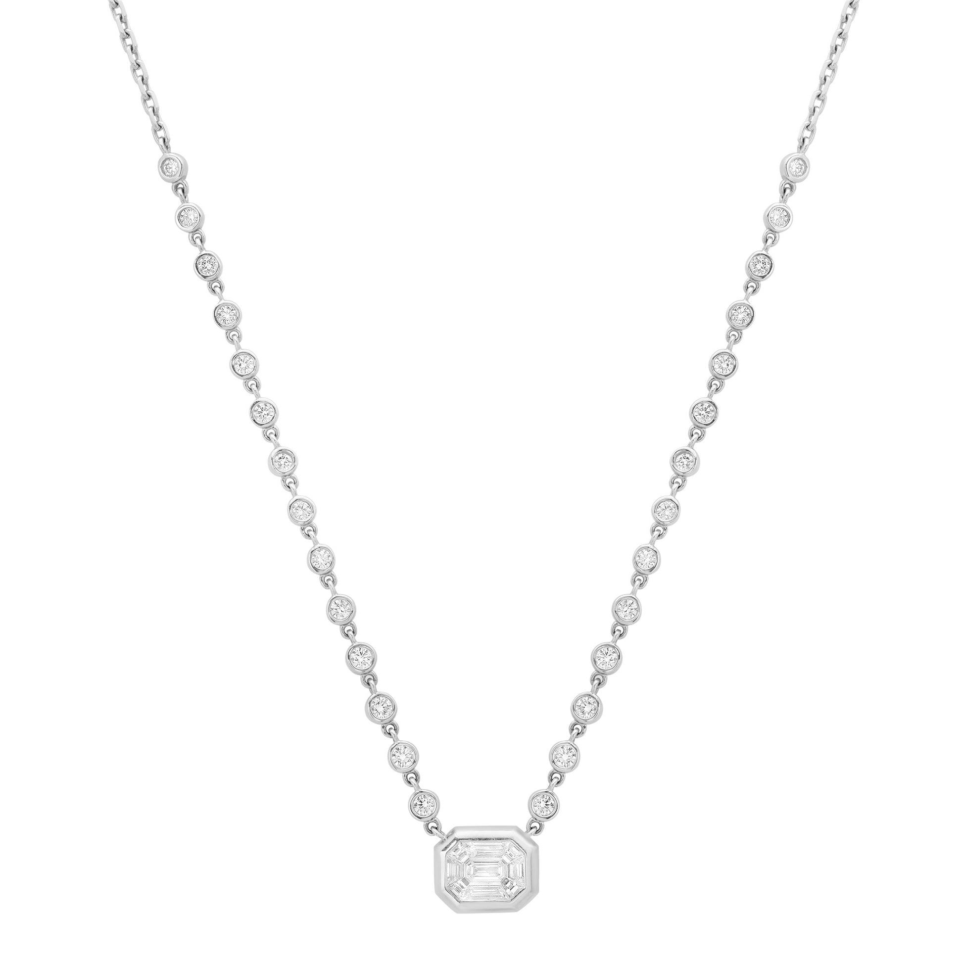 Bezel Set Rounds & Diamond Illusion Necklace