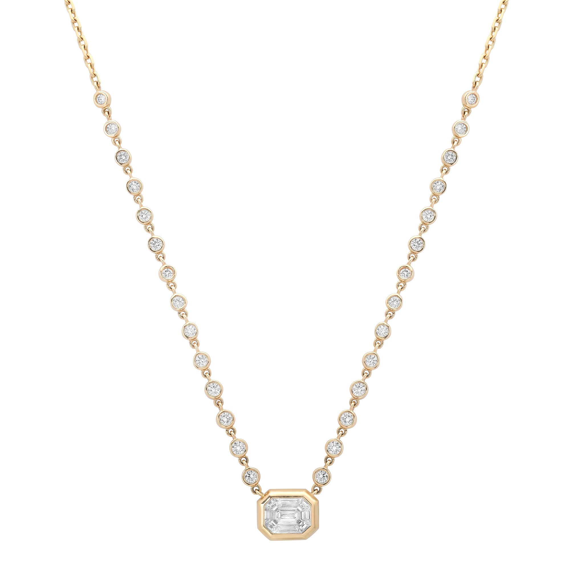 Bezel Set Rounds & Diamond Illusion Necklace