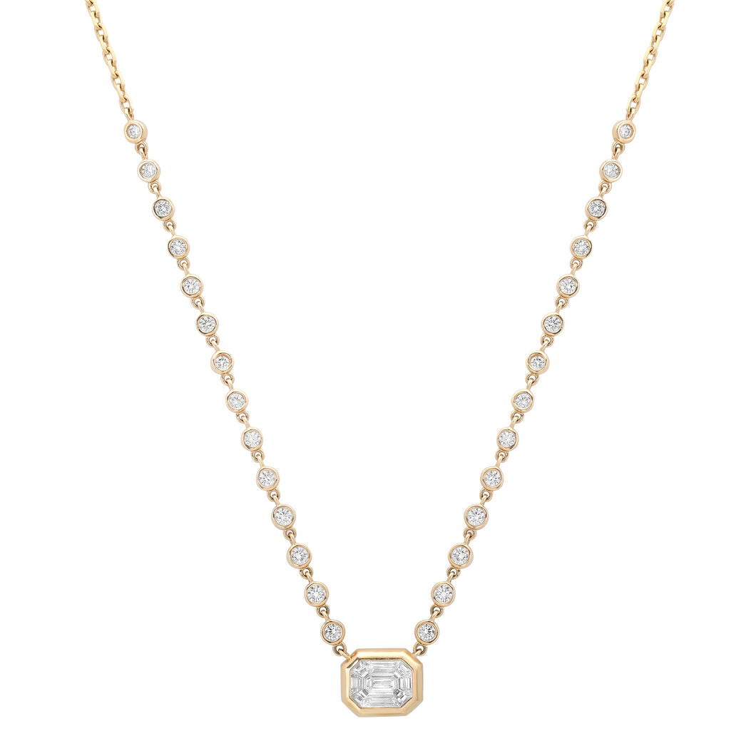 Bezel Set Rounds & Diamond Illusion Necklace
