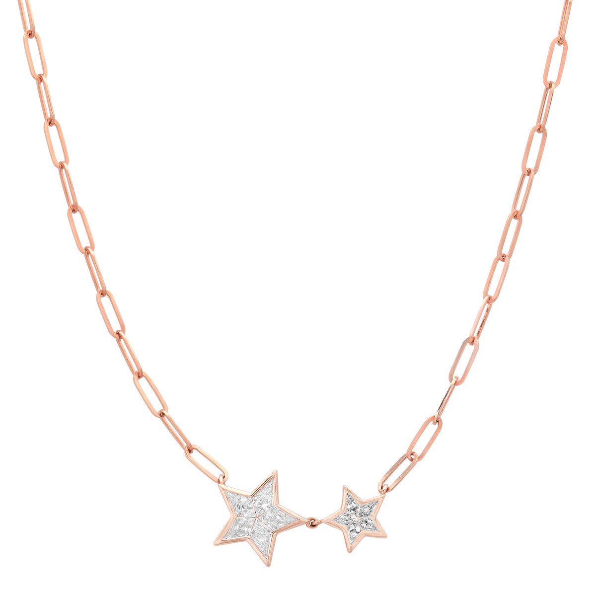 Twinning Diamond Star Duo Chain Necklace
