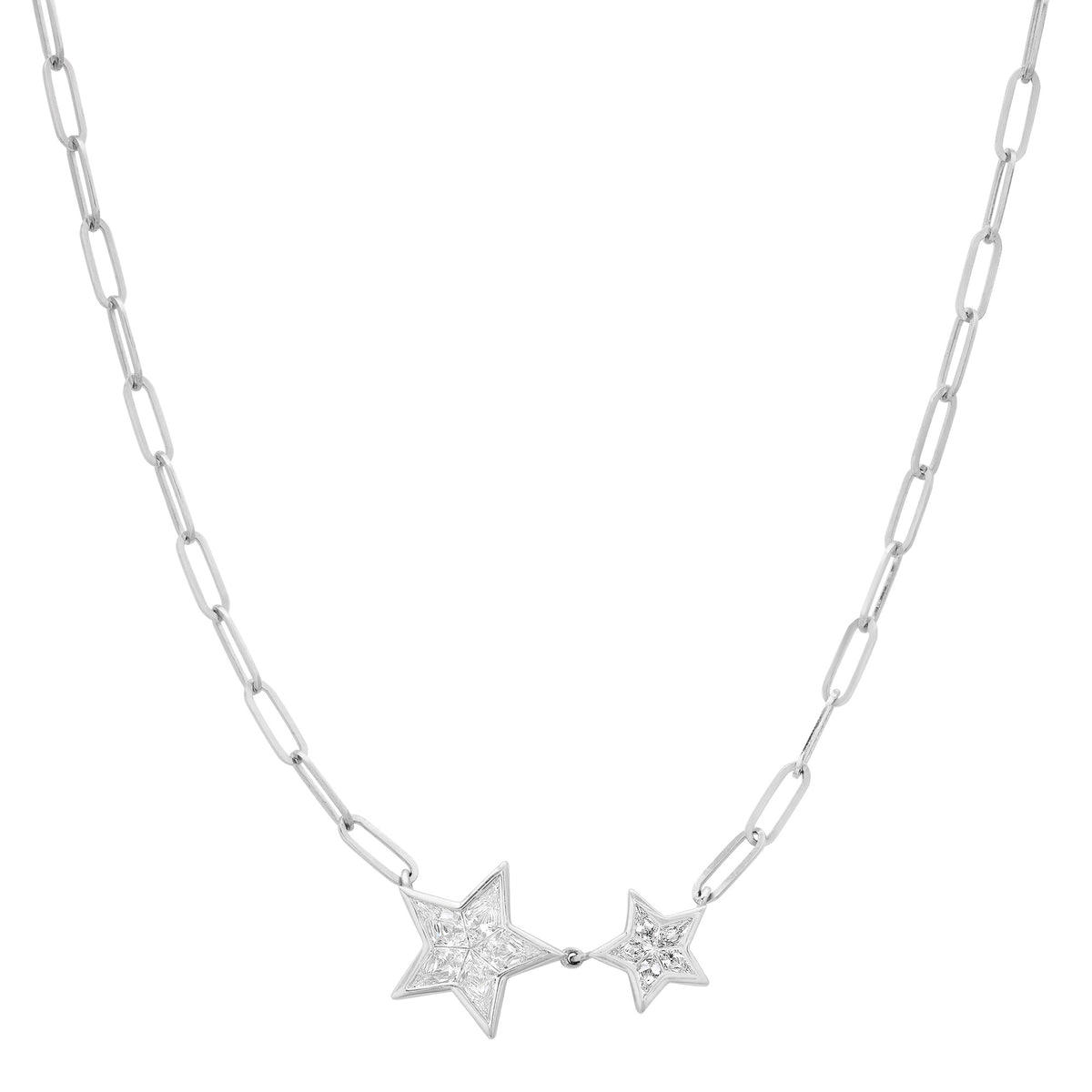 Twinning Diamond Star Duo Chain Necklace