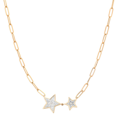 Twinning Diamond Star Duo Chain Necklace