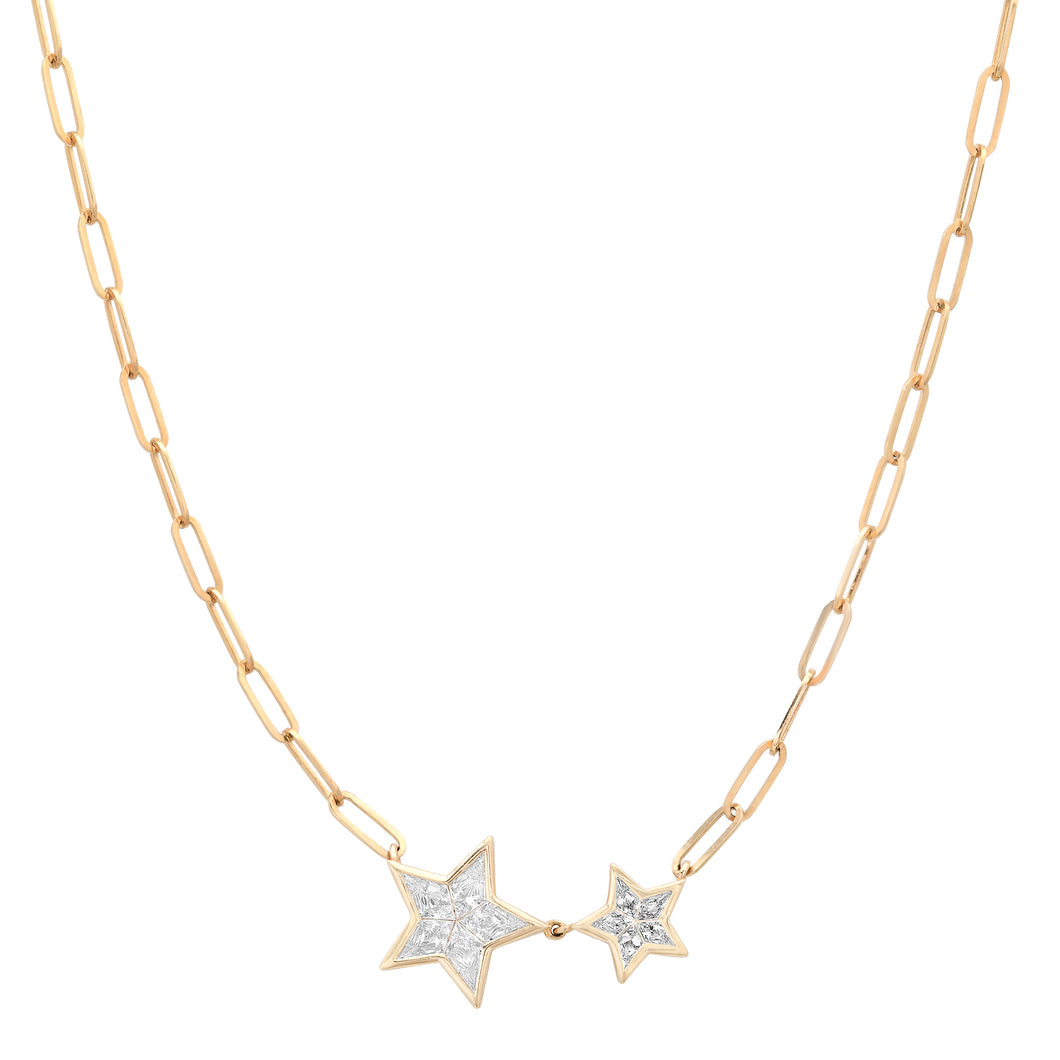 Twinning Diamond Star Duo Chain Necklace