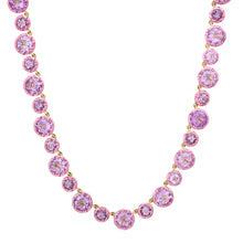 Pink Electroplated Round Georgian Set Amethyst Tennis Necklace