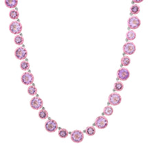 Round Georgian Set Amethyst Tennis Necklace with Pink Rhodium