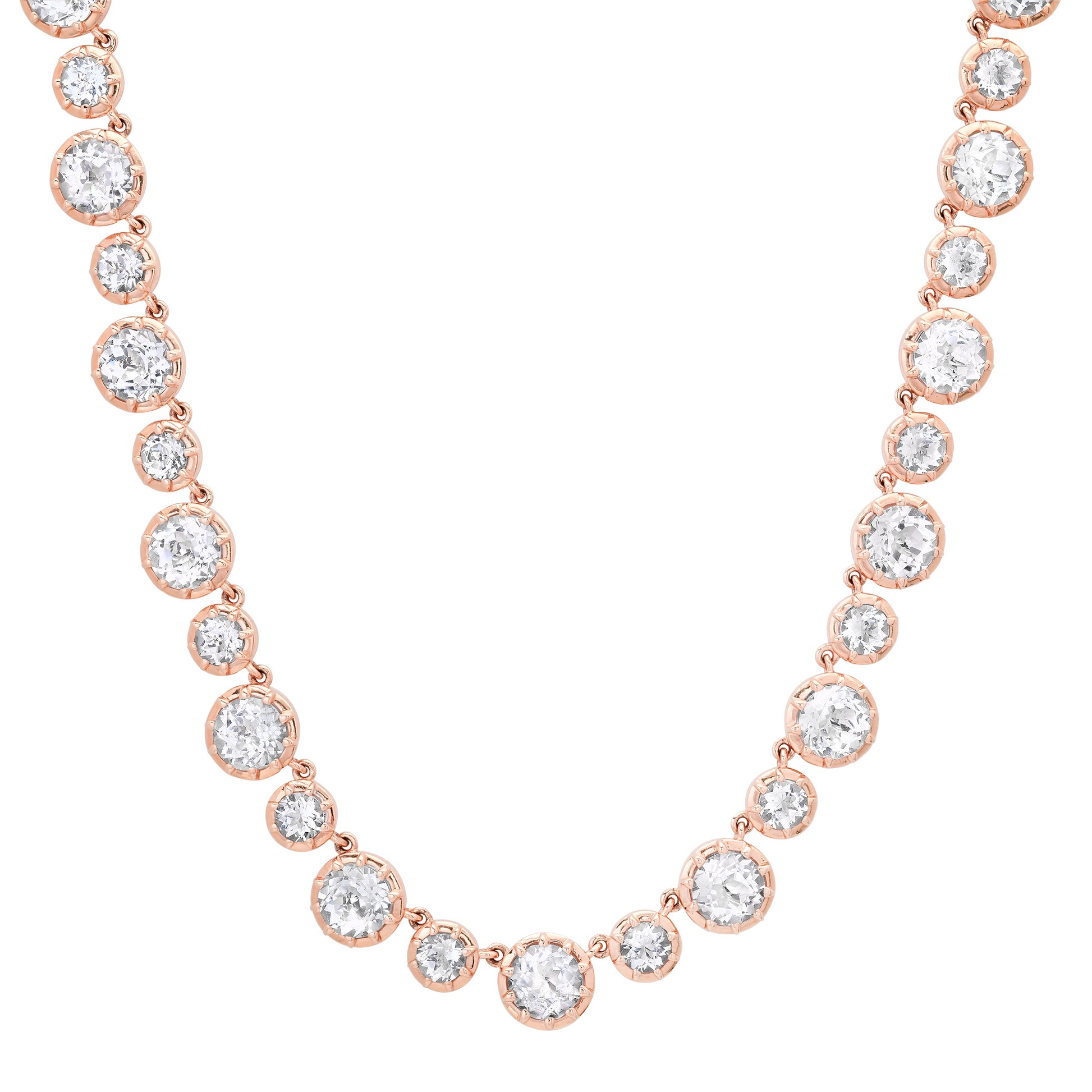Round Georgian Set White Topaz Tennis Necklace