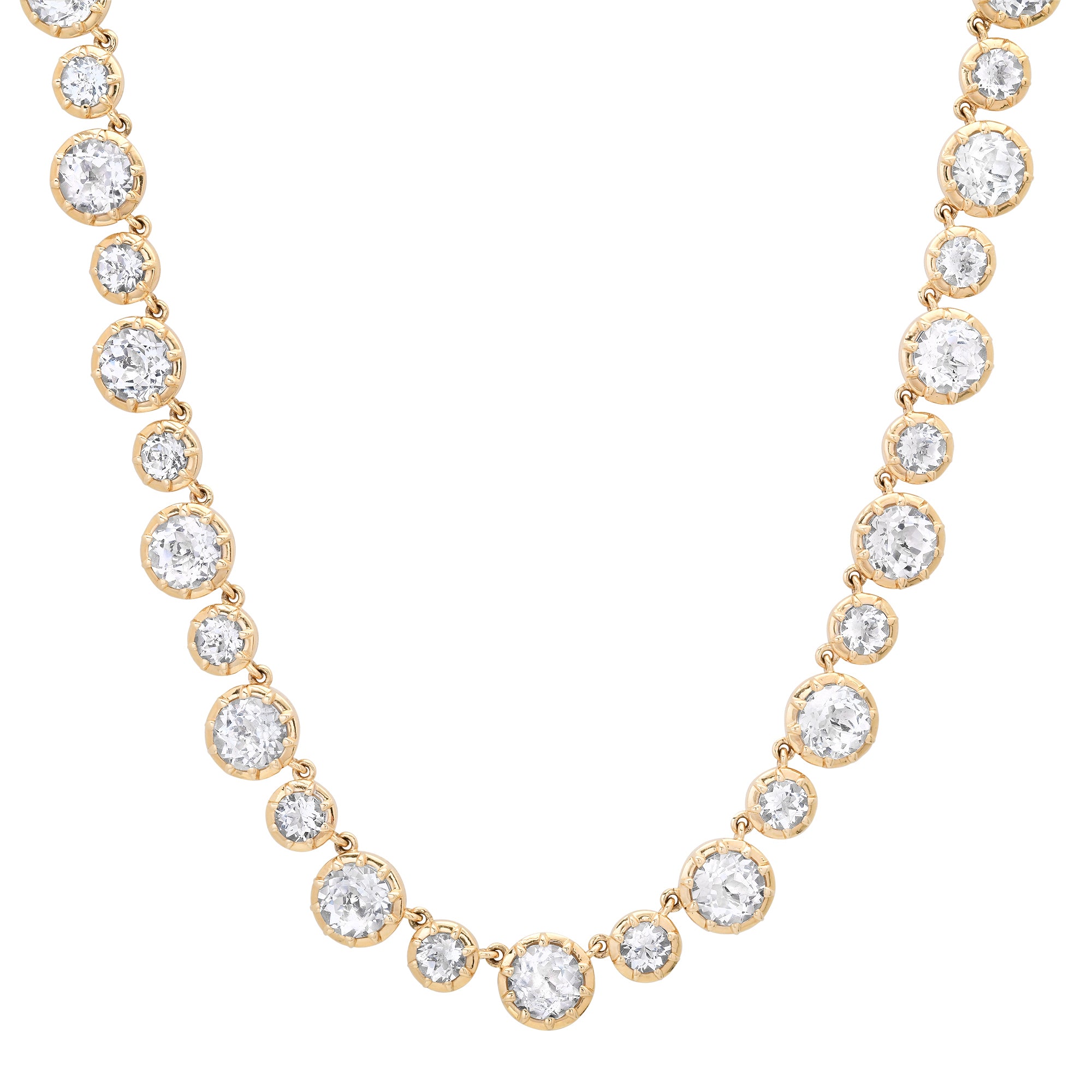 Round Georgian Set White Topaz Tennis Necklace