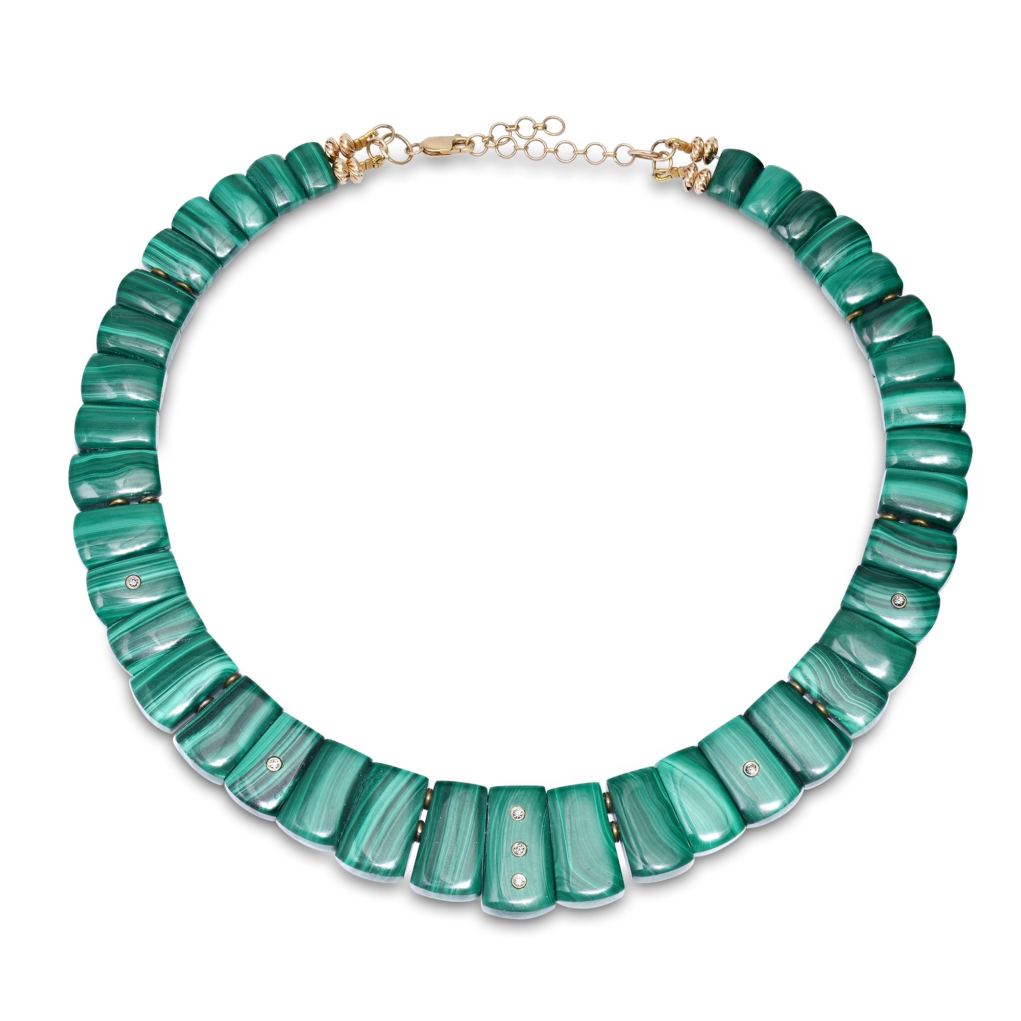 Cleopatra Malachite Collar Necklace with Diamonds
