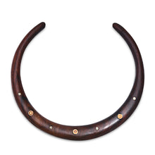 Wood Collar Necklace with Mandarin Garnets & Diamonds